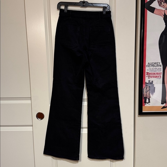 Marine Layer Bridget Twill Flare Pants Full Length Black - Picture 6 of 12
